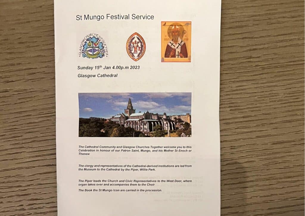 The order of service for the St Mungo's Festival celebration.